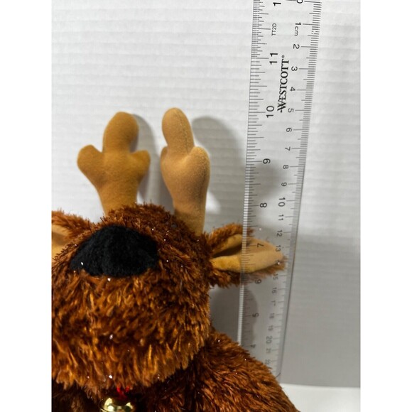 Hallmark Rodney The Reindeer Brown Sparkle Fur Stuffed Animal Red collar w/bell - Picture 13 of 13